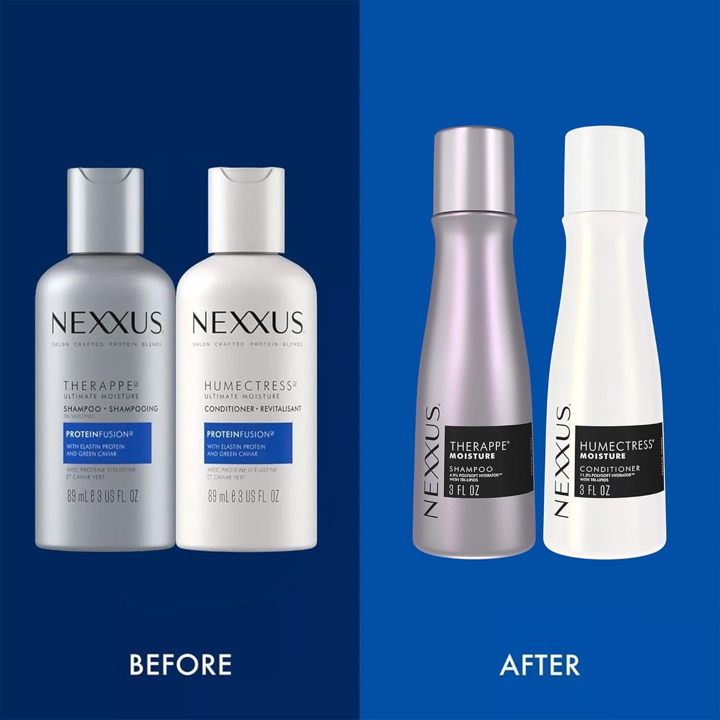Nexxus Therappe Shampoo & Humectress Conditioner Set - Ultimate Moisture for Dry Hair | Travel Size, 3 Oz Each