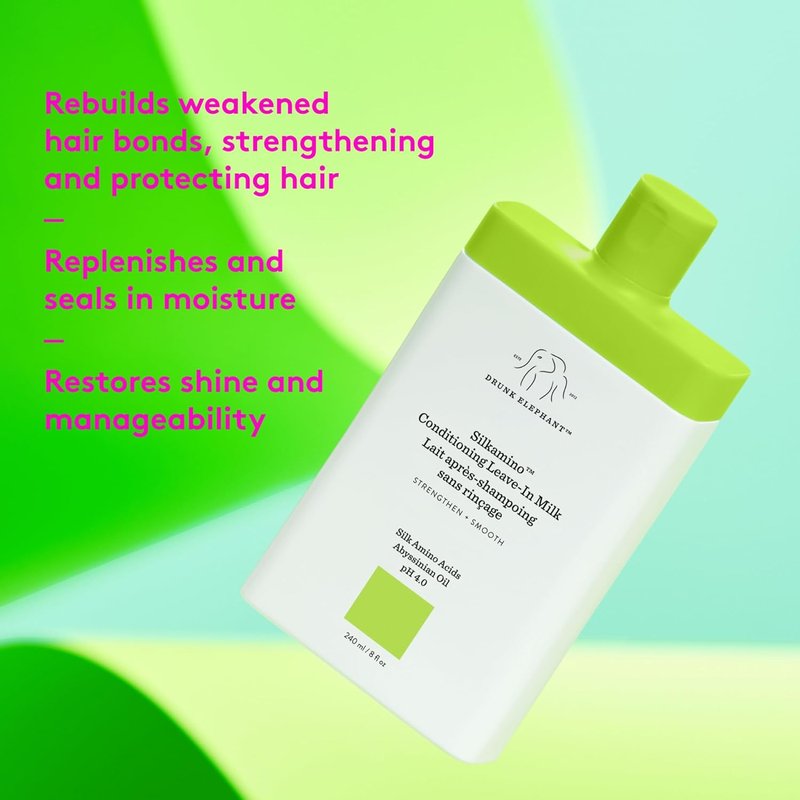 Drunk Elephant Leave-In Conditioning Milk | Silk Amino Acids, 240 ml - Clean & Cruelty-Free Formula