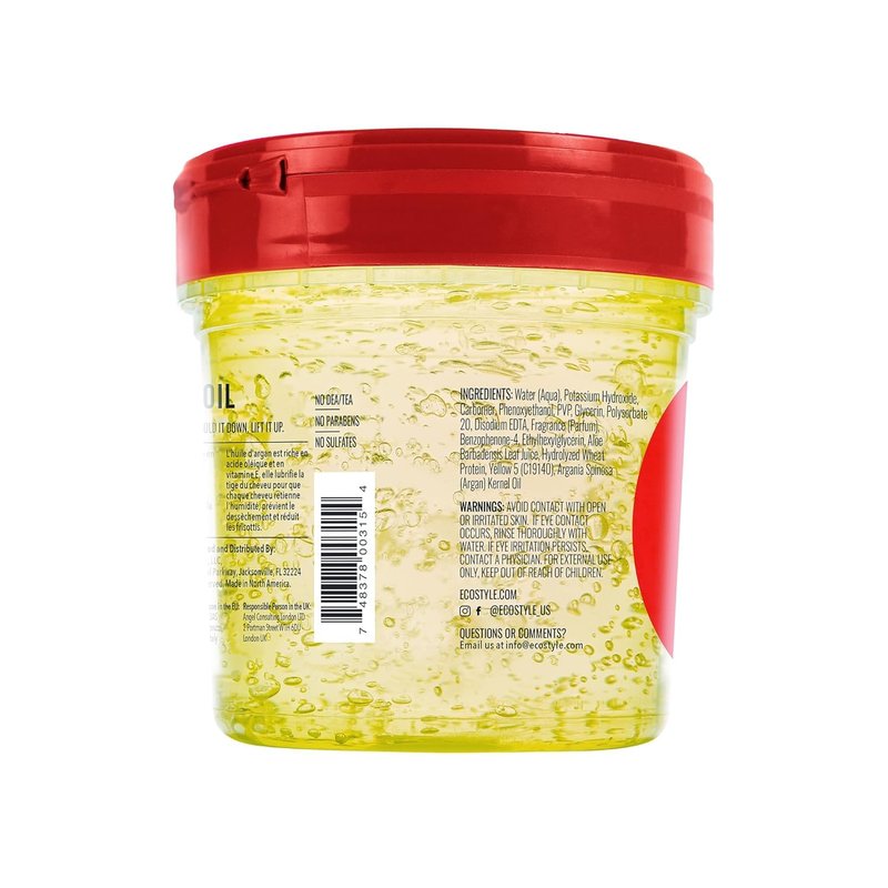 Eco Style Moroccan Argan Oil Styling Gel - Promotes Healthy Hair - Nourishes And Repairs - Delivers Long Lasting Shine - Provides Maximum Hold and Helps Tame Frizz - Ideal For All Hair - 8 oz