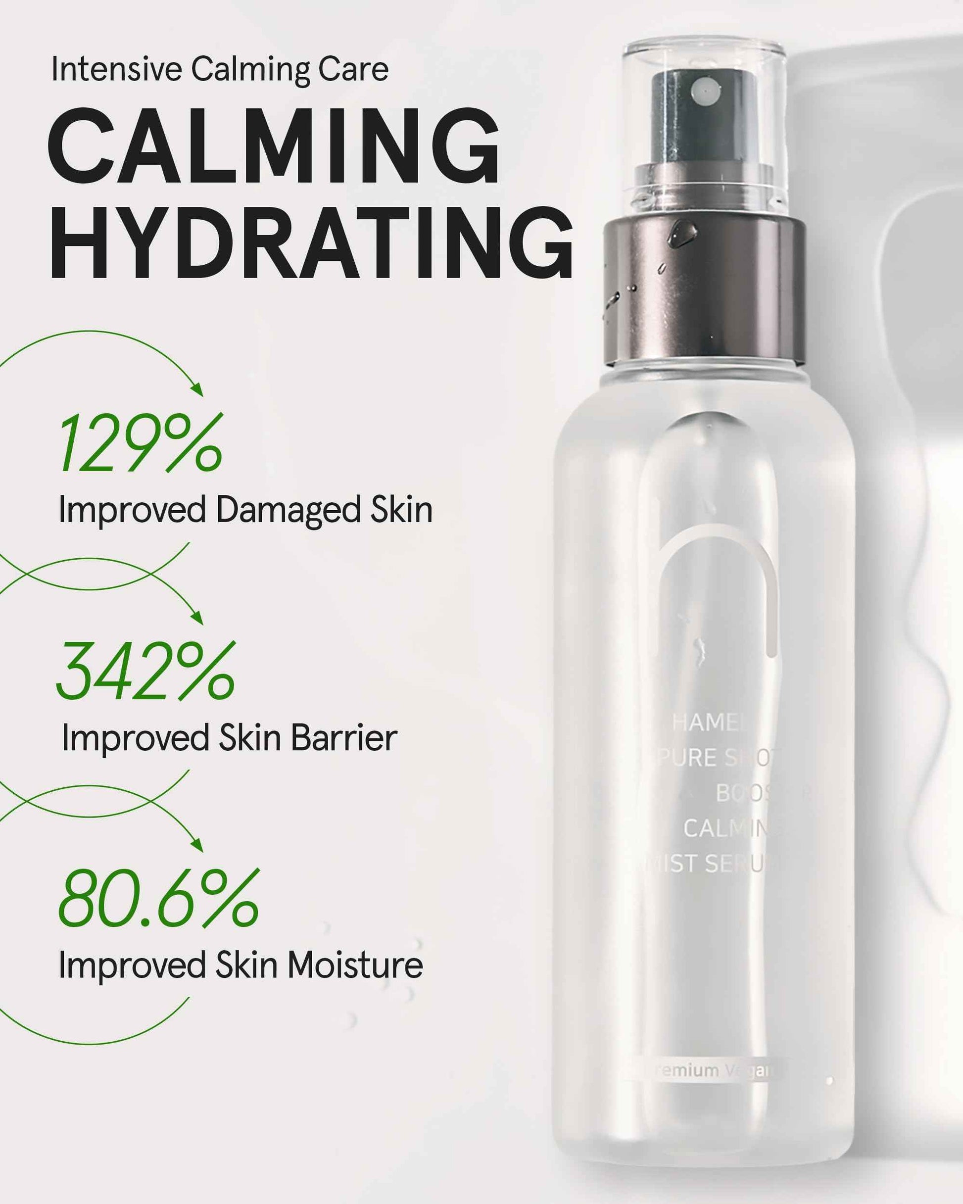 [HAMEL] Pure Shot Booster Calming Mist Serum︱3.38 fl. oz. / 100ml︱Improvement of Skin Barrier and Moisture Density, Skin Soothing, Virginia Witch Hazel Extraxt︱Vegan, Cruelty Free, Clean Beauty