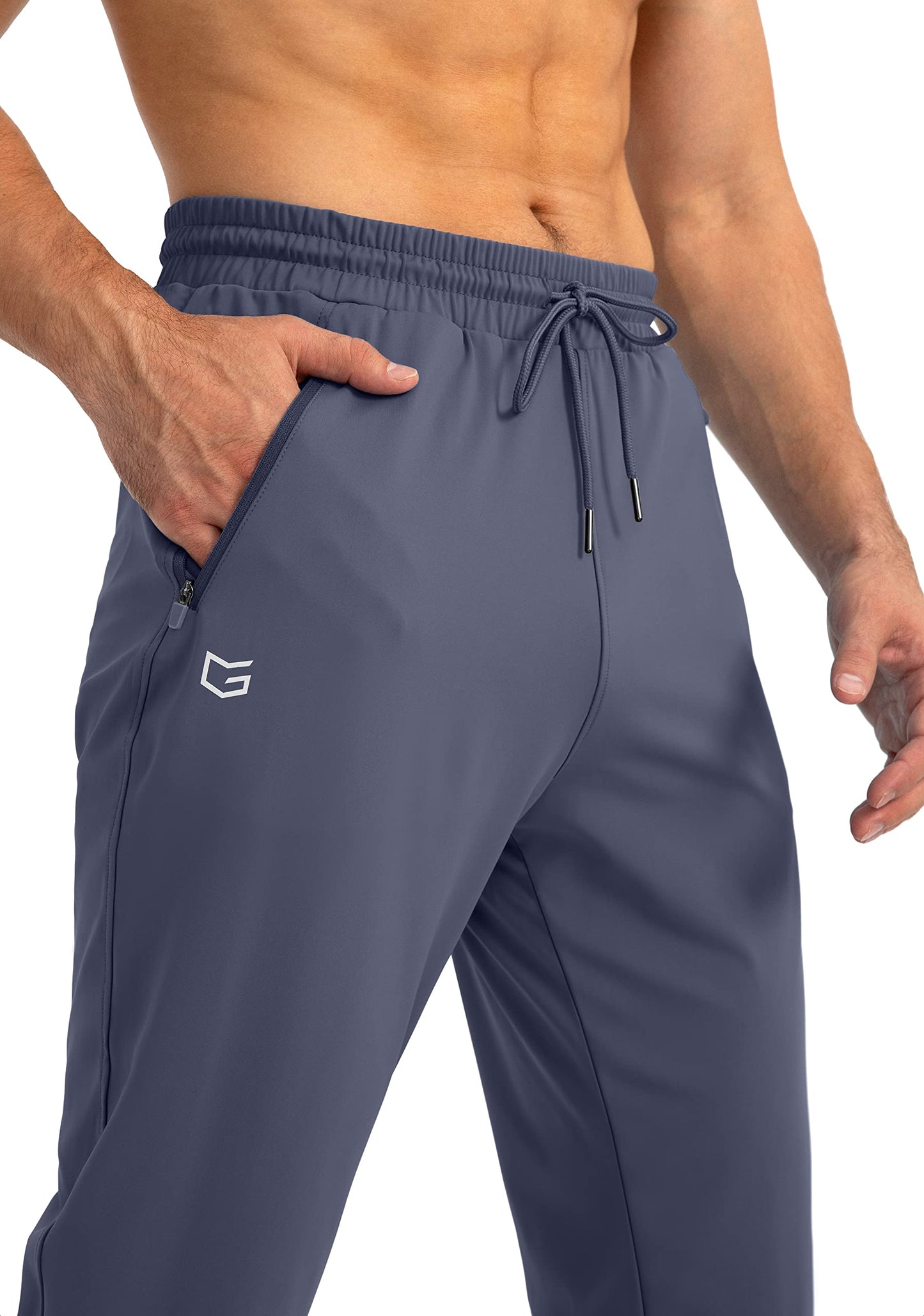 G Gradual Men's Sweatpants with Zipper Pockets Tapered Joggers for Men Athletic Pants for Workout, Jogging, Running (Dusty Blue, Large)