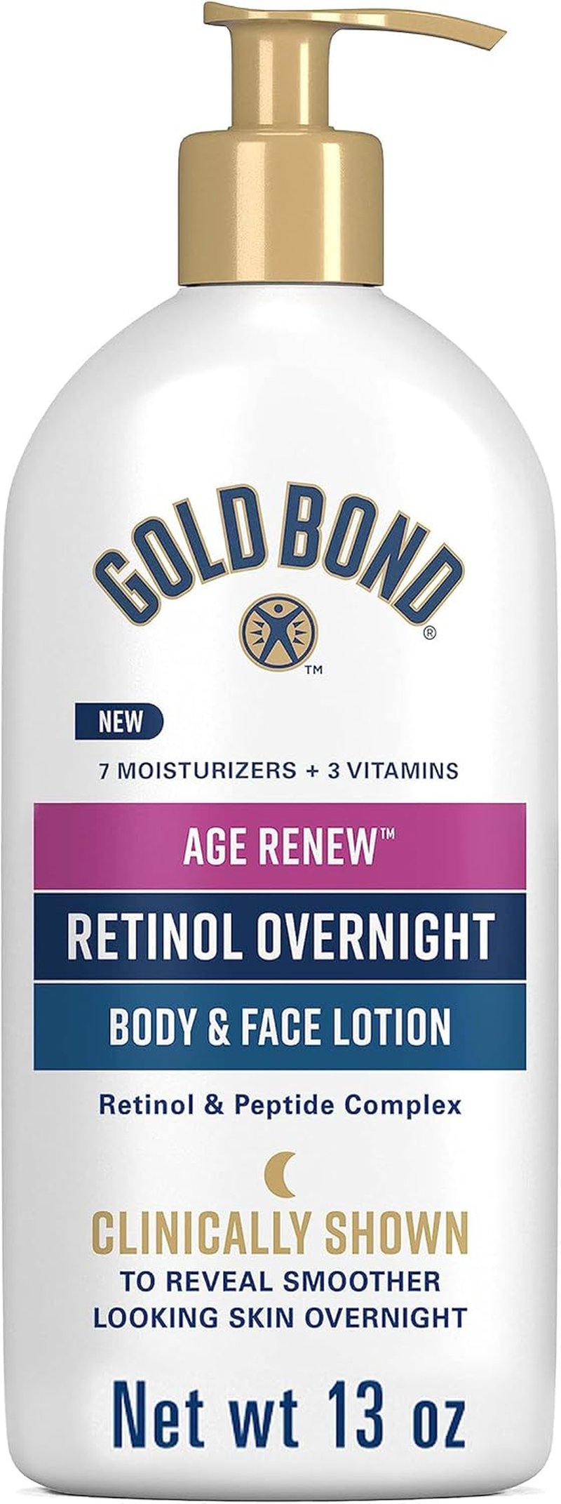 Gold Bond Age Renew Crepe Corrector Body Lotion - Smoothing Formula for Firm Skin | 14 oz & Retinol Overnight Lotion with Peptide Complex | 13 oz