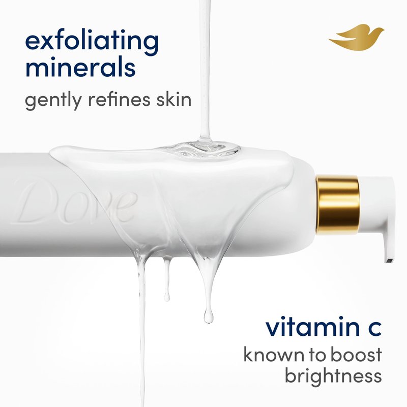 Dove Exfoliating Body Wash Glow Recharge Energizes & illuminates skin 3% brightening serum with vitamin C 18.5 oz