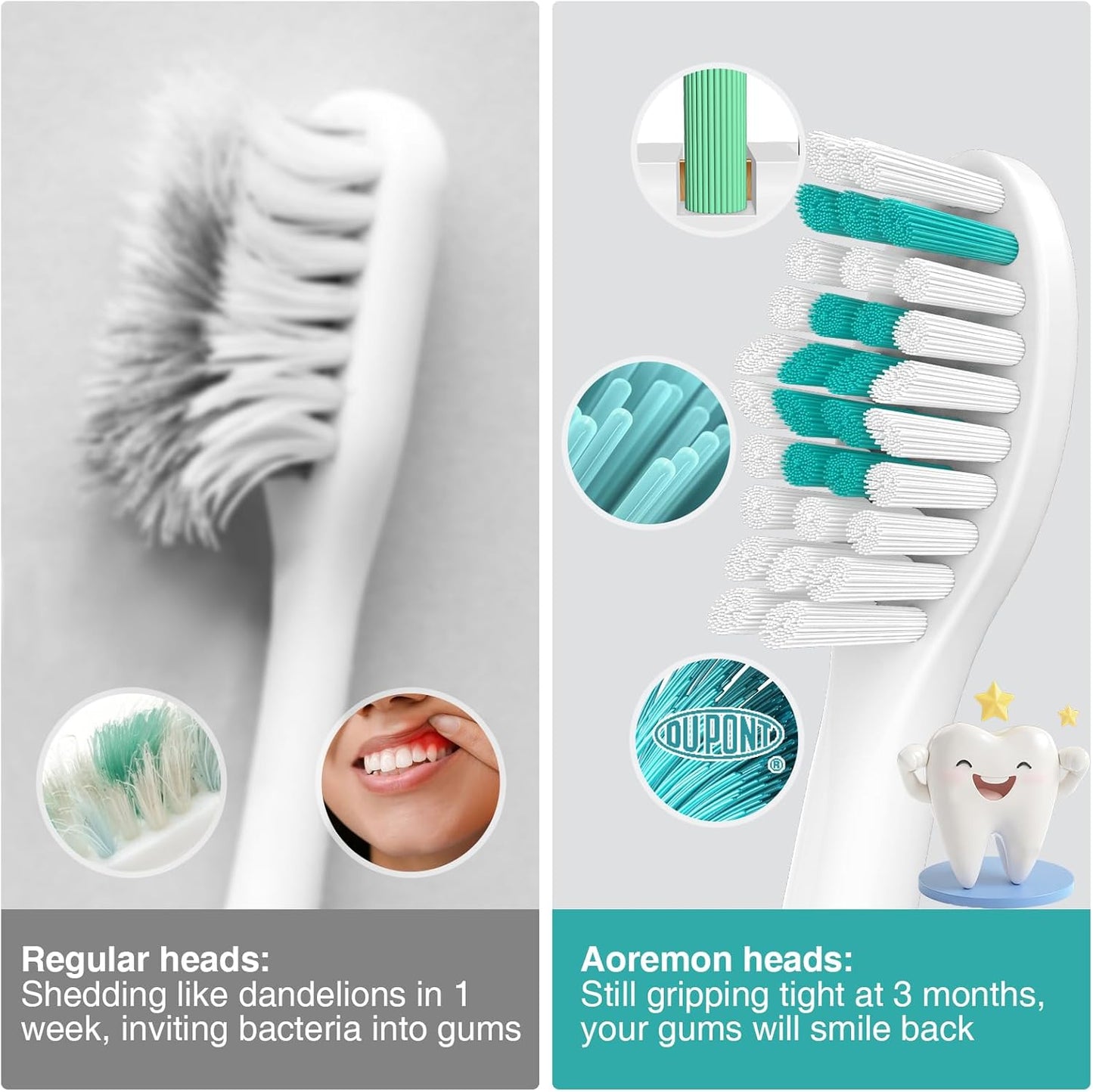Aoremon Toothbrush Replacement Heads for Philips Sonicare | 3-Pack with Hygienic Caps, White