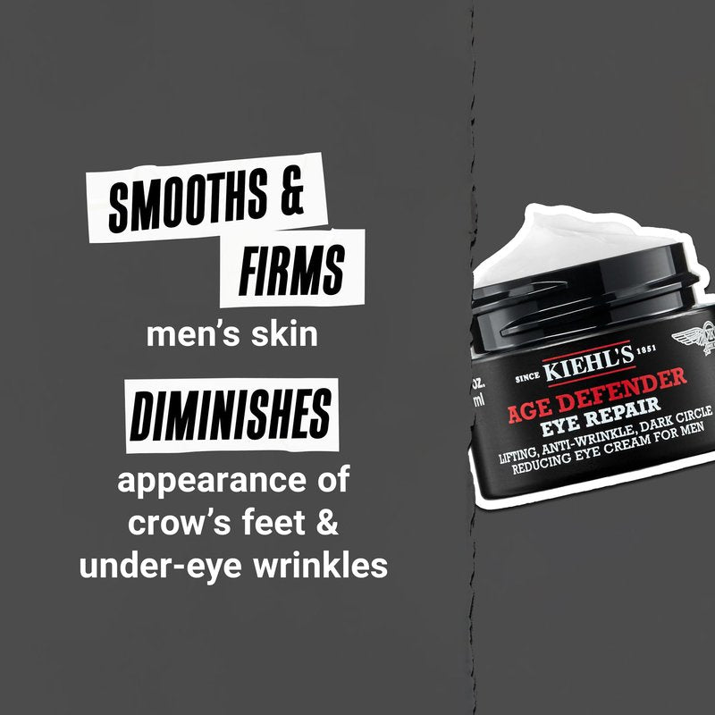 Kiehl's Age Defender Eye Repair, Anti-Aging Eye Cream for Men, Lift, Firm and Visibly Reduce Dark Circles and Crow’s Feet, Instantly Brightens, Paraben-free, Fragrance-free - 0.5 fl oz