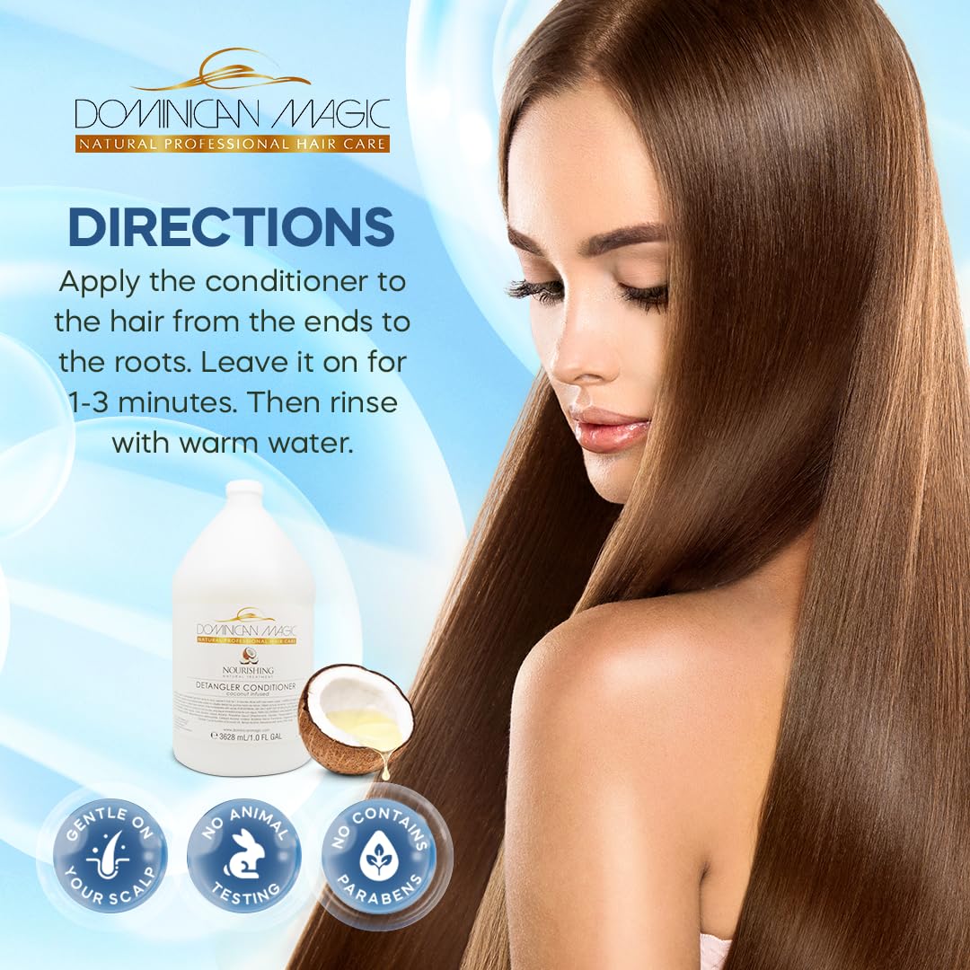 Coconut Detangler Conditioner Gallon - Salon-Grade Hair Conditioner for Dry Hair- Coconut Conditioner with Natural Ingredients to Hydrate & Nourish- Hydrating Conditioner for Silky, Shiny Hair- 128 Oz