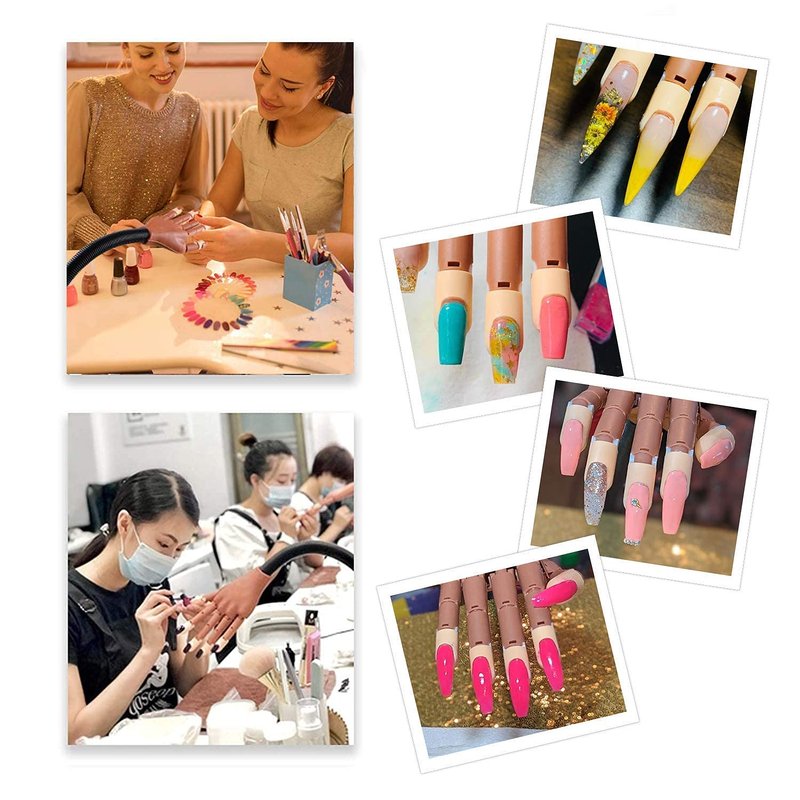 Nail Practice Hand for Acrylic Nails-Flexible Nail Training Hand Kits, Fake Mannequin Hands with False Nail Tips, Nail Files and Clipper for Nail Art Beginner