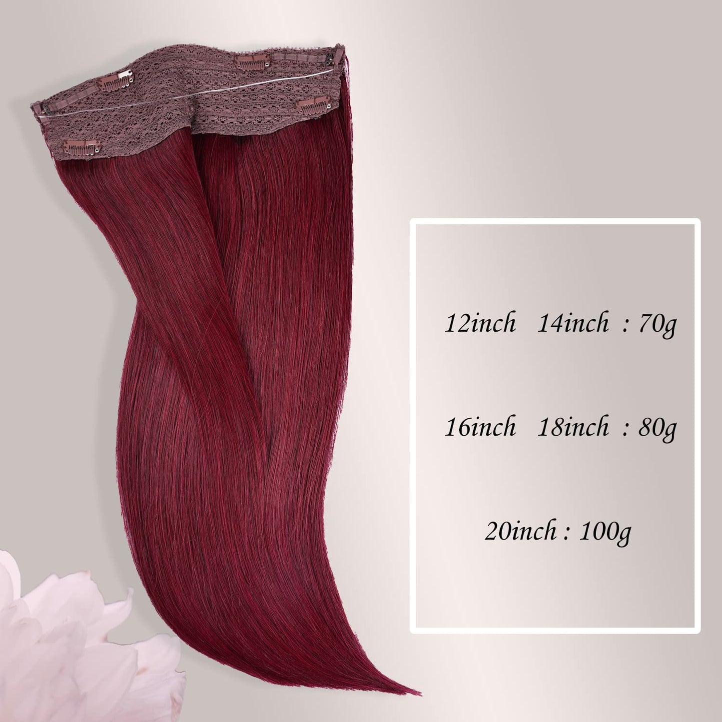 Halo Hair Extensions Real Human Hair - Straight&Invisible Red Clip Real Remy,Halo Extensions Human Hair 12inch 70g