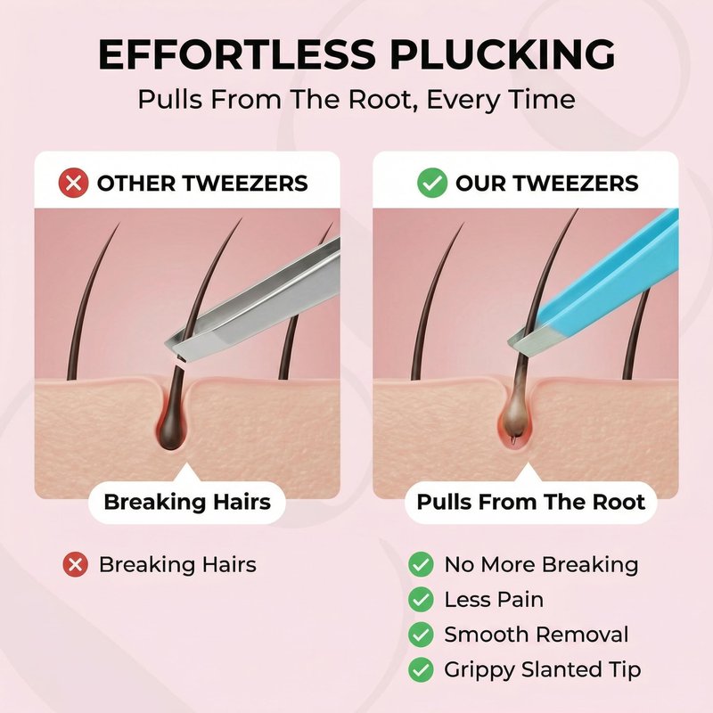 Cocos Precision Tweezers for Women Facial Hair - Stainless Steel Tweezers for Women and Men - Ideal for Eyebrow Shaping and Ingrown Hair Removal - Slanted Tips, Durable and Ergonomic Grip Design