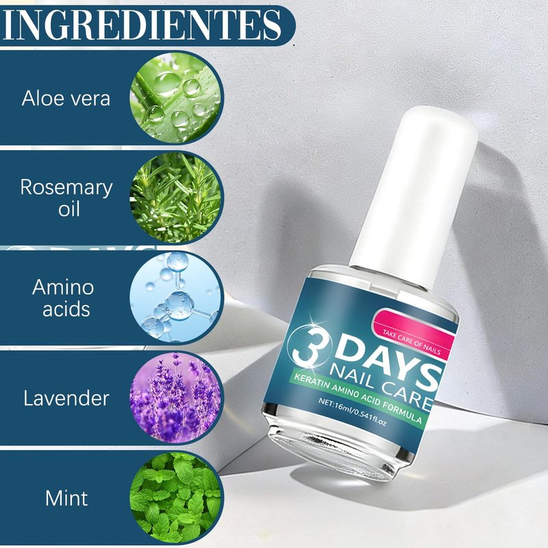 3 Days Nail Care - Strengthening and Hydration, Keratin Amino Acid Formula Nail Treatment Oil, for Dry, Weak & Fragile Nails (2Pcs)
