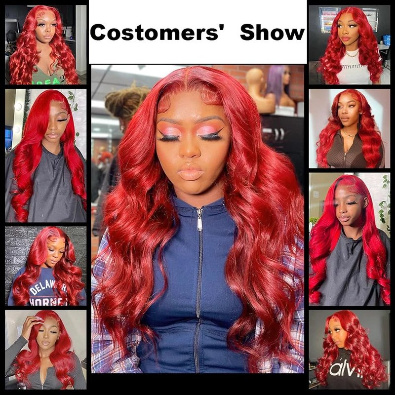 Bright Red Body Wave Hair Bundles - 32 Inch Unprocessed Virgin Human Hair Extensions | Soft Burgundy Color