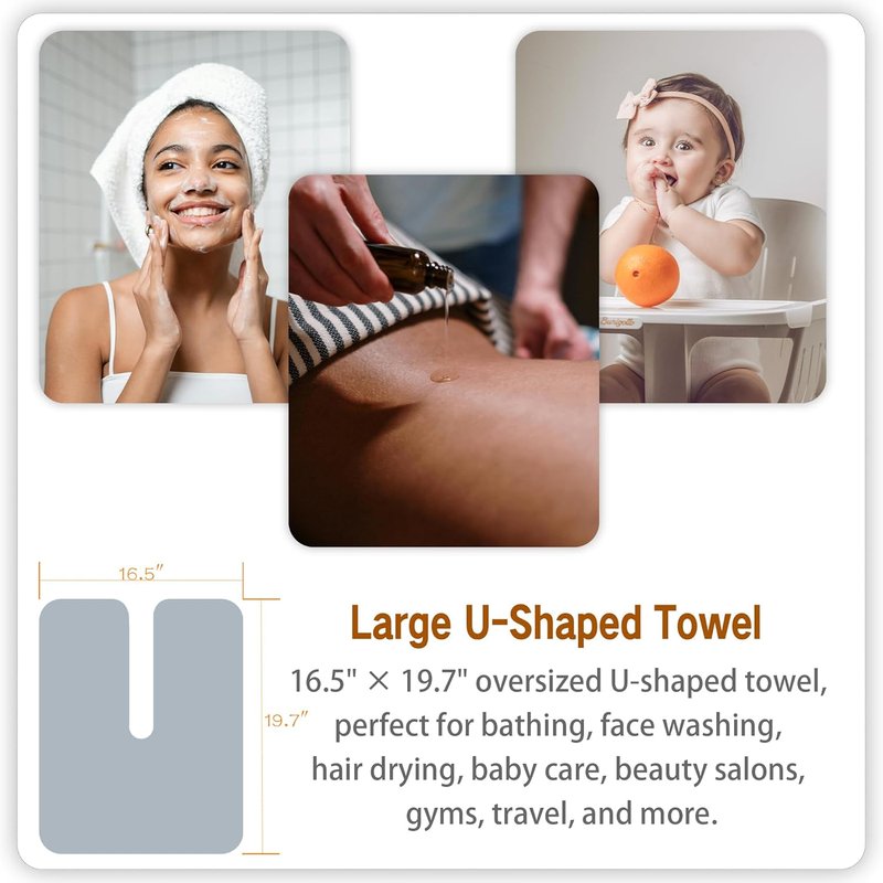 MAYOKEN® U-Shaped Microfiber Facial Towels - 12PCS Ultra-Soft & Absorbent Spa Towels | Warm Yellowish White