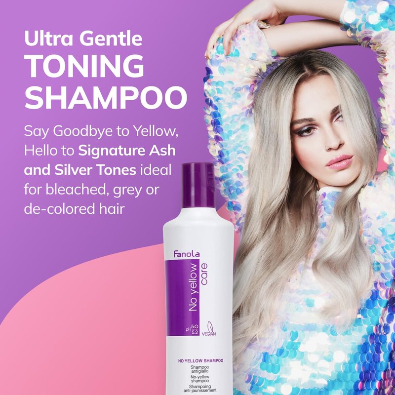 Fanola No Yellow Purple Shampoo - Color Depositing Shampoo for Blondes & Grey Hair - Removes Brassy Tones | 11.8 Fl oz / 2 Pack