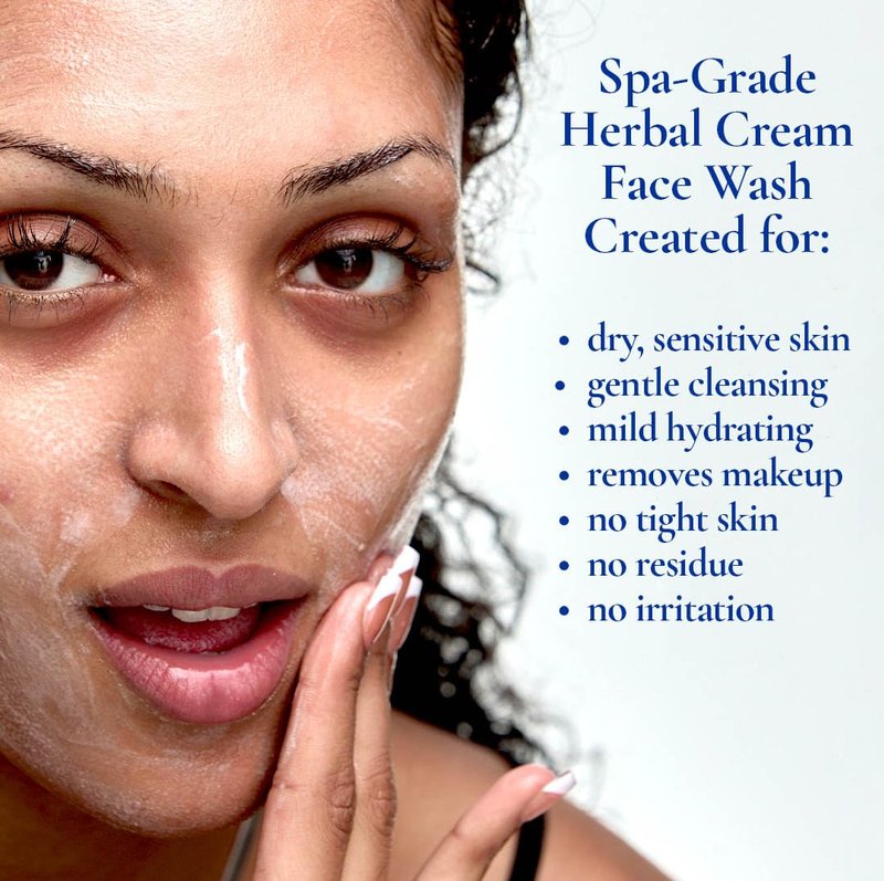 GUNILLA Herbal Face Wash - Very Gentle Daily Cream Cleanser for Dry, Normal, Sensitive Skin. Removes Dirt, Oil & Impurities. Plant-Based. Vegan. Natural. Concentrated 6.7 oz