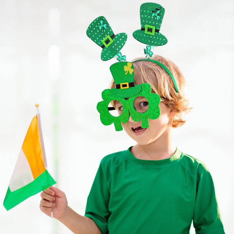 Yinder 24 Pieces St. Patrick's Day Head Boppers Headband Irish Accessories Clover Headband Bulk Shamrock Headpiece Green Headwear Gifts for Women Men Party Favors