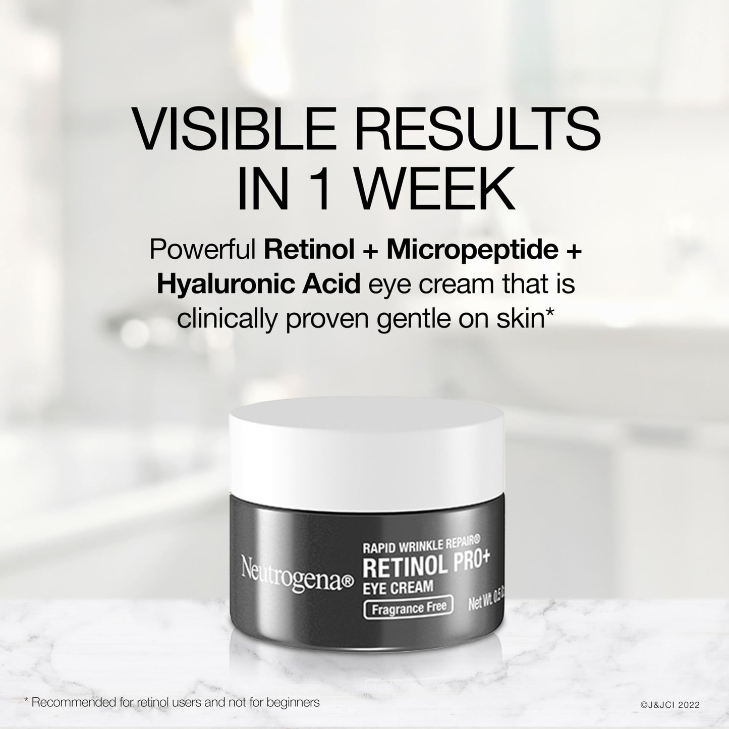 Neutrogena Rapid Wrinkle Repair Retinol Pro+ Anti-Wrinkle Eye Cream, Targeted Eye Cream for Wrinkles & Dark Circles, Formulated without Fragrance, Dyes, Phthalates, and Parabens, 0.5 oz