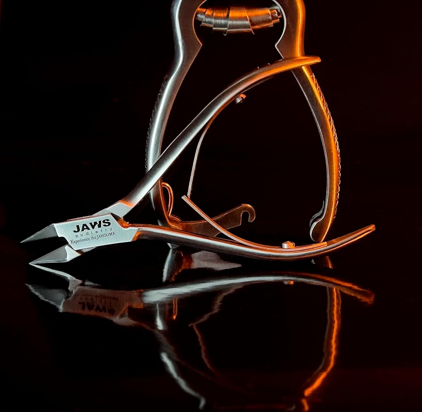 Jaws Podiatry Toenail Clippers - Surgical-Grade Stainless Steel, Double-Action Blades | Compact Silver Pedicure Tool for Thick Nails