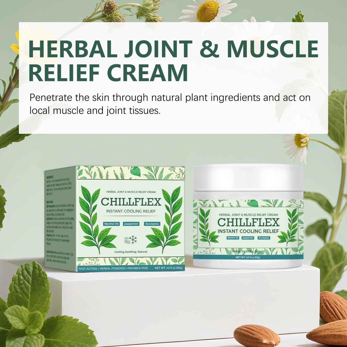 Chillflex Instant Cooling Relief Cream | Soothing Cooling Gel | 3% Extra-Strength Menthol Gel For Muscle | Post-Workout Recovery For Athletes & Runners | 3.52oz (1pc)