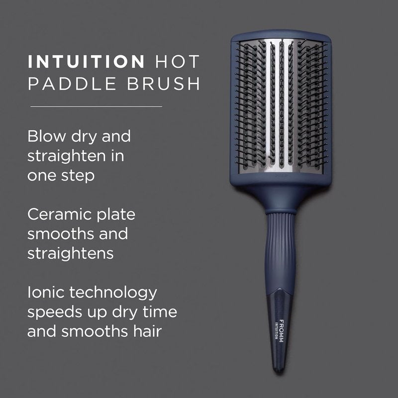 Fromm Intuition Hot Paddle Brush - Ceramic Ionic Hair Brush for Smoothing & Straightening | Anti-Static, Heat Safe, All Hair Types