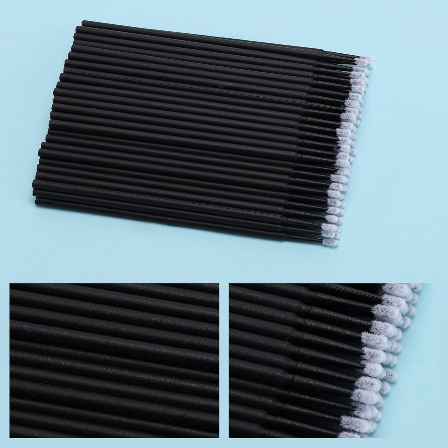 Disposable Micro Applicator Brushes - 500 Pcs Micro Swabs for Eyelash Extensions | Black Mascara Wands