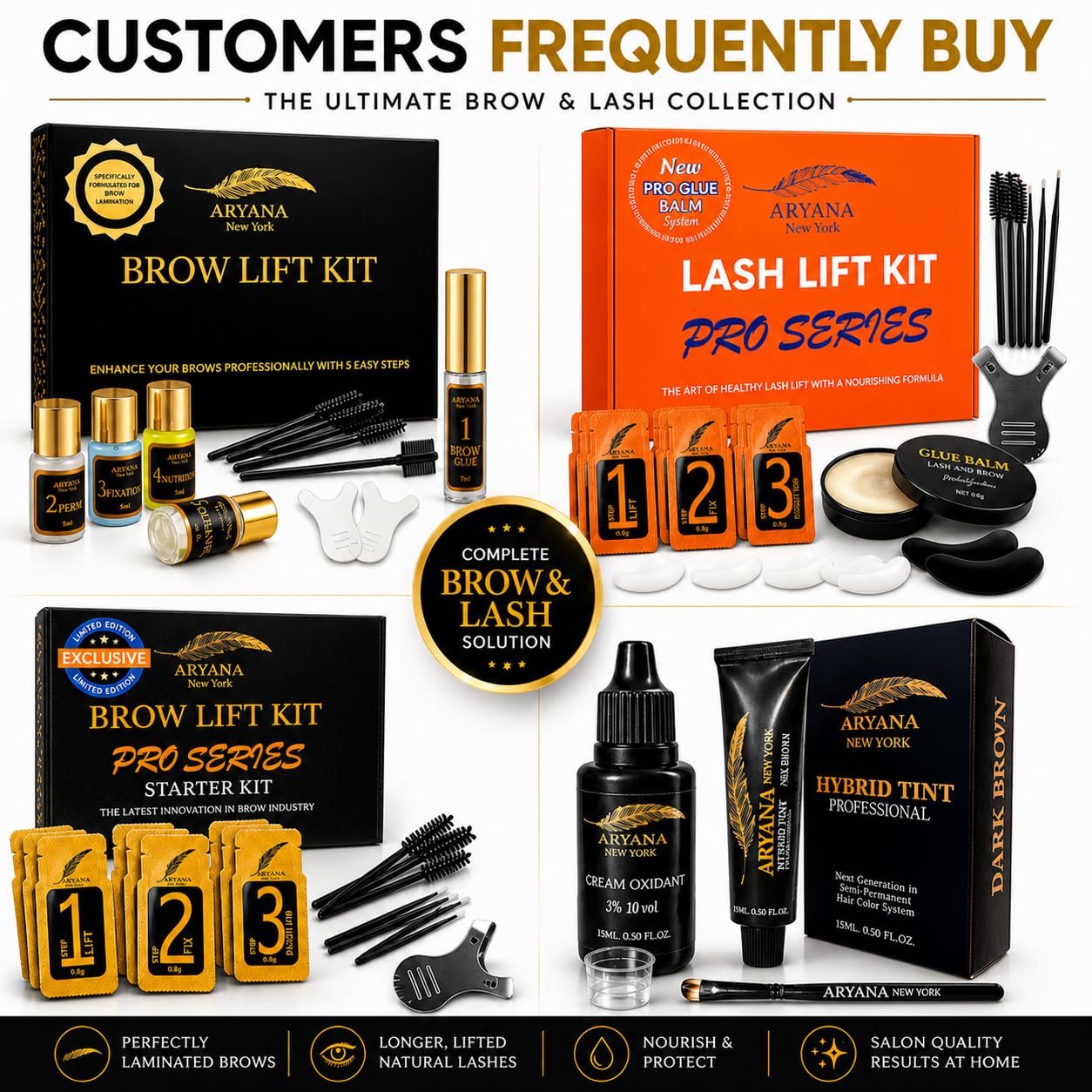 ARYANA NEW YORK Eyebrow Lamination Kit | Brow Lift Kit | At Home DIY Brow lamination | Instant Professional Lift For Fuller Eyebrows | Brow Brush And Micro Brushes Added