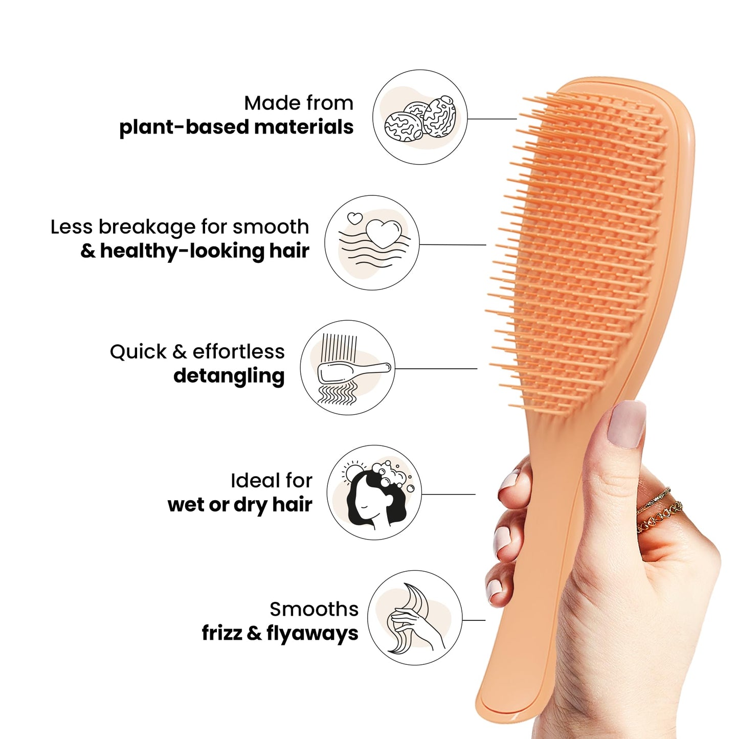 Tangle Teezer Plant-Based Ultimate Detangler Brush, Dry & Wet Hair Brush, Eliminates Knots & Reduces Breakage for All Hair Types, Orange