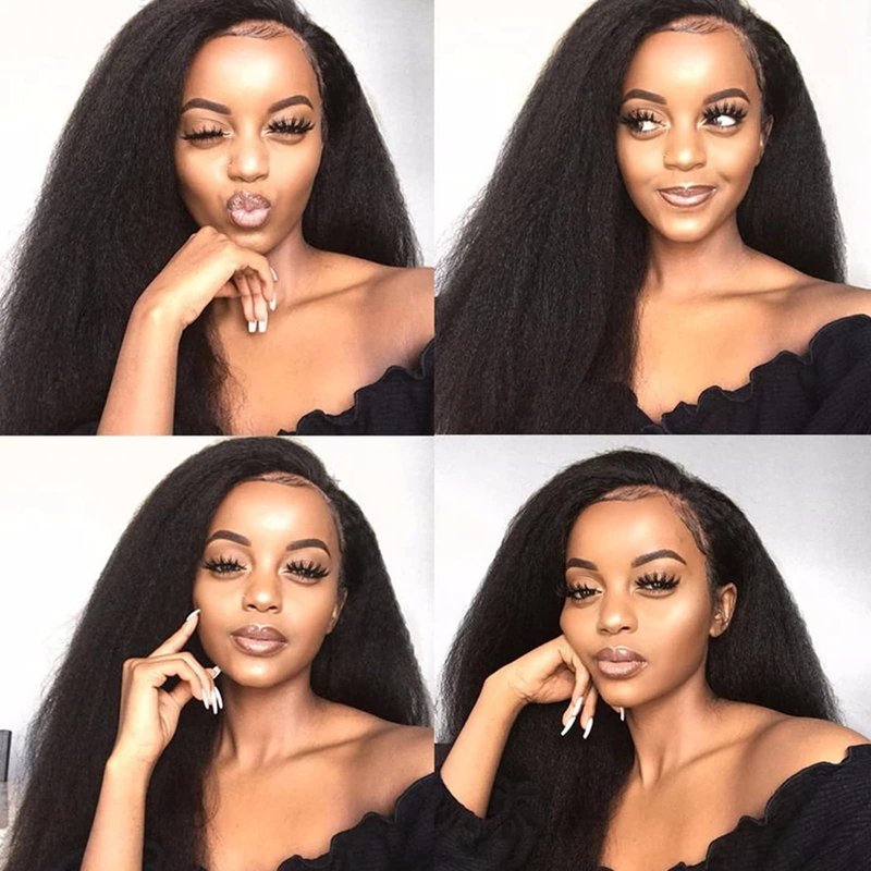 Kinky Straight Bundles Human Hair 18 inch Yaki Straight Hair 1 Bundle 10A Brazilian Kinky Straight Human Hair Weave Extensions For Black Women 100g/bundle Natural Color