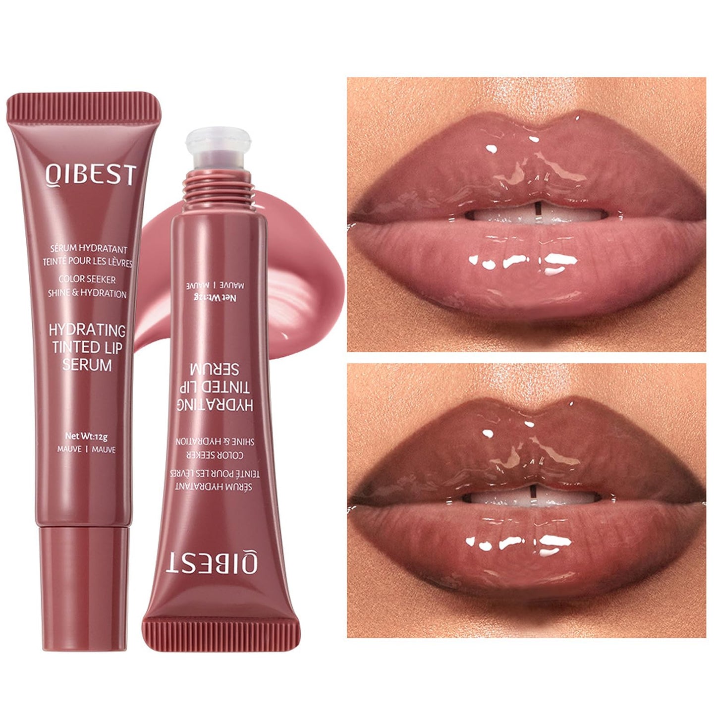 LuckNest Tinted Lip Serum Gloss – Hydrating Lip Plumper with Natural Shine, Nourishing Hydration with Polypeptide Non-Sticky, Long-Lasting Color, Moisturizing Lip Makeup (6Pcs)