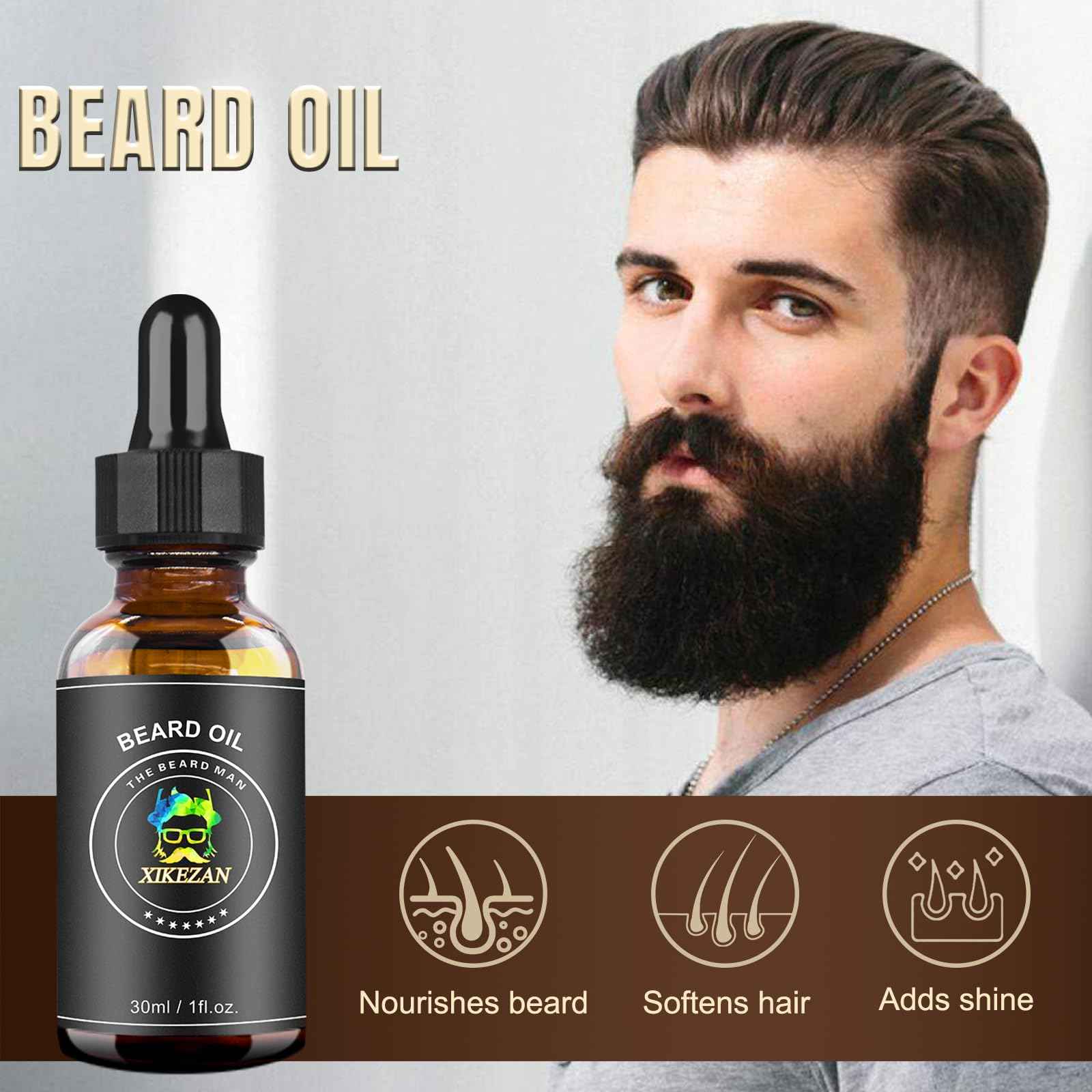 XIKEZAN Beard Kit for Men Grooming & Care Set w/2 Pack Beard Serum, Wash, Oil, Balm, Comb, Brush, Scissor, Bag, EBook, Unique Birthday Gifts for Men Him Dad Husband Brother Christmas Stocking Stuffers