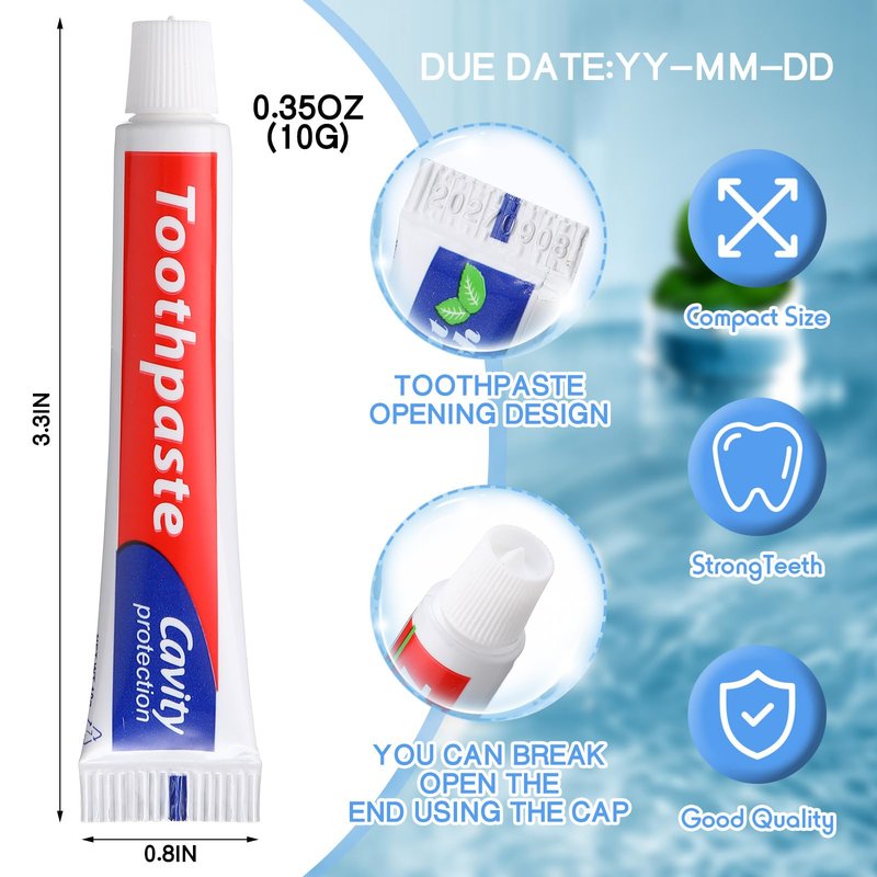 Dimsile Mini Toothpaste Bulk Travel Size 0.35oz for Bad Breath, Helps Freshens Breath, Whitens Teeth Regular Disposable Mint Toothpaste for Home Hotel Office Camping