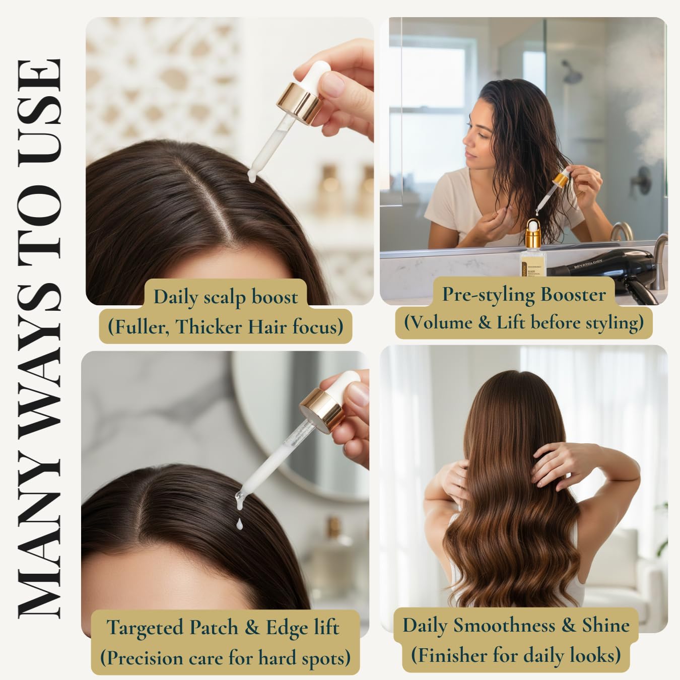 Revatology Hair Thickening Serum for Women and Men, Lightweight non-greasy Leave In for Thinning Hair and Scalp Care, 30 Cold Pressed Botanicals with Rosemary and Biotin, Chemical Free (Made in USA)