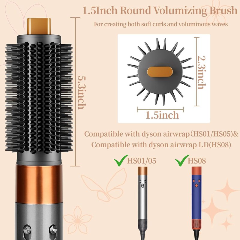 Dyson Airwrap Round Volumizing Brush - Flexible Bristles for Root Lift & Frizz Control | Compatible with HS01/05/08