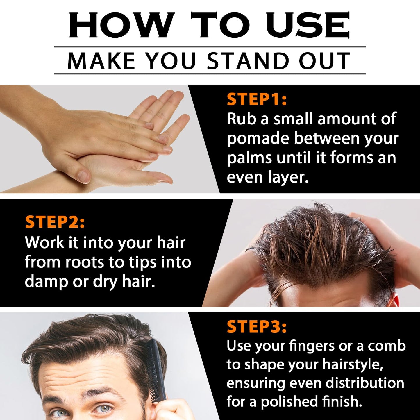 Goiple Original Hair Pomade for Men Strong Hold - High Shine Mens Hair Gel Pomade Water Based Mens Hair Products- Flake Free Hair Gel Easy To Wash Out All Day Hold For All Hairstyles 2PCS
