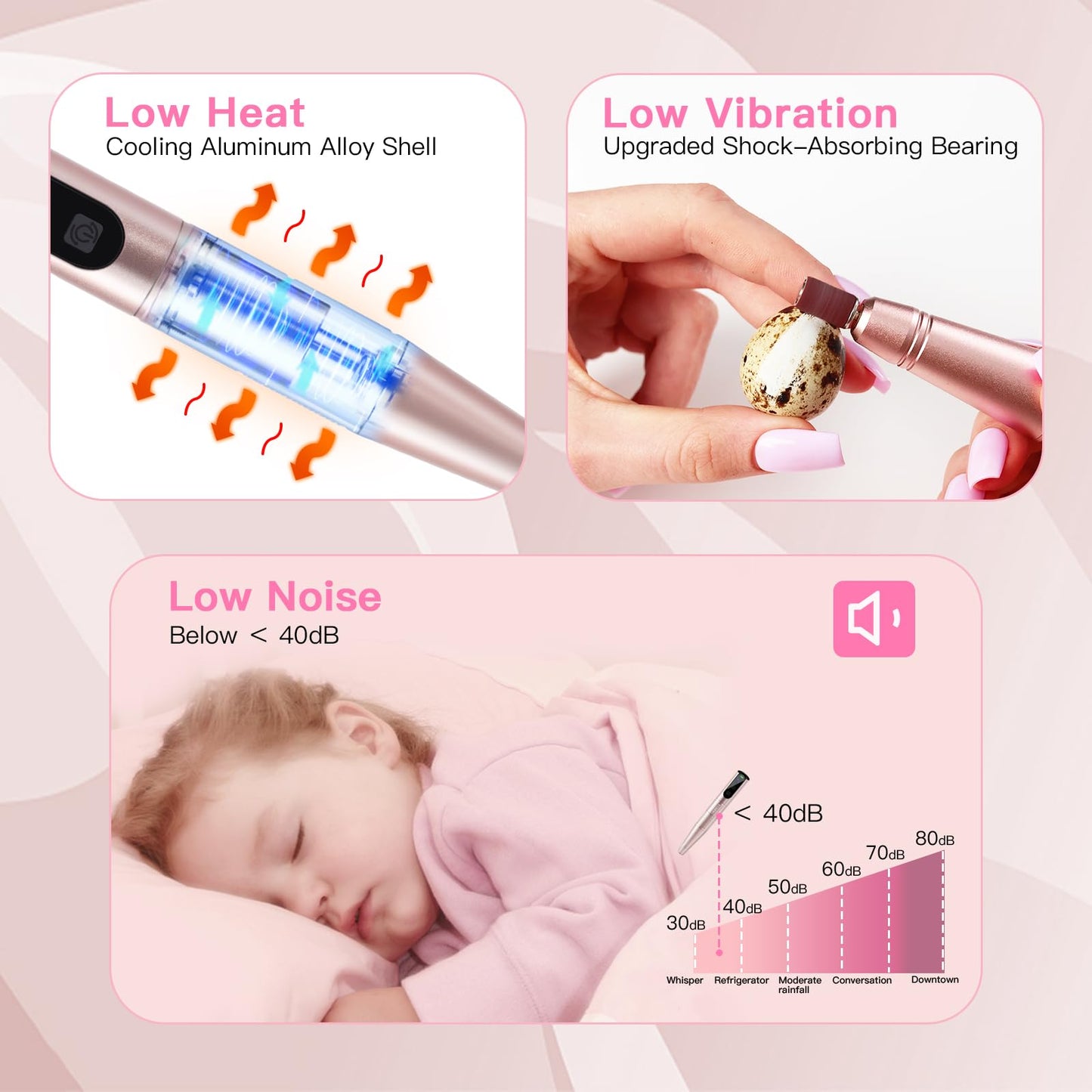 HEBECA Cordless Nail Drill Set, Electric Nail Files and Buffers Drill Nails for Natural or Acrylic Gel Nails - Rechargeable Nail File Nail Drill Machine Manicure Nail Dremel Kit (Gold)