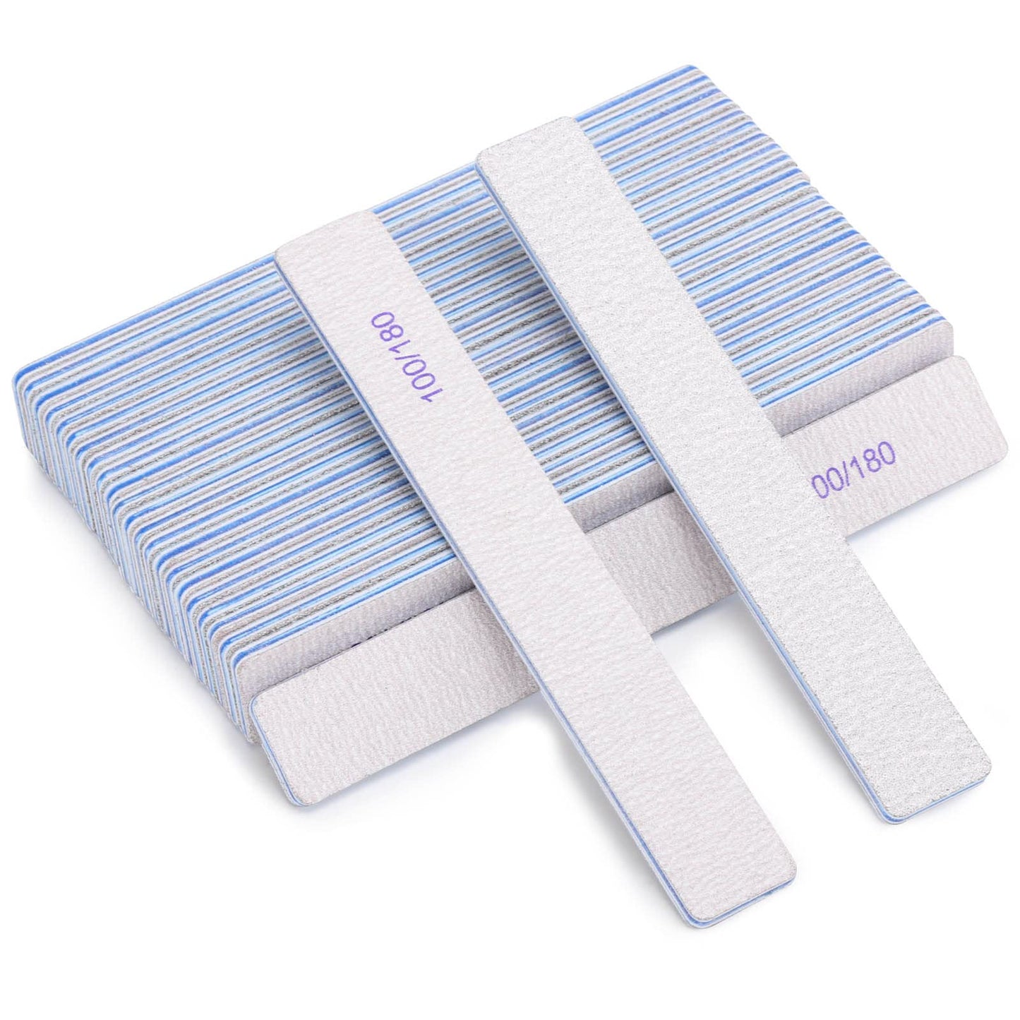100 Pcs Black Nail Files 100/180 Grit Professional Double Sided Emery Boards Coarse and Medium Grit Rectangle Buffering File for Acrylic Nails