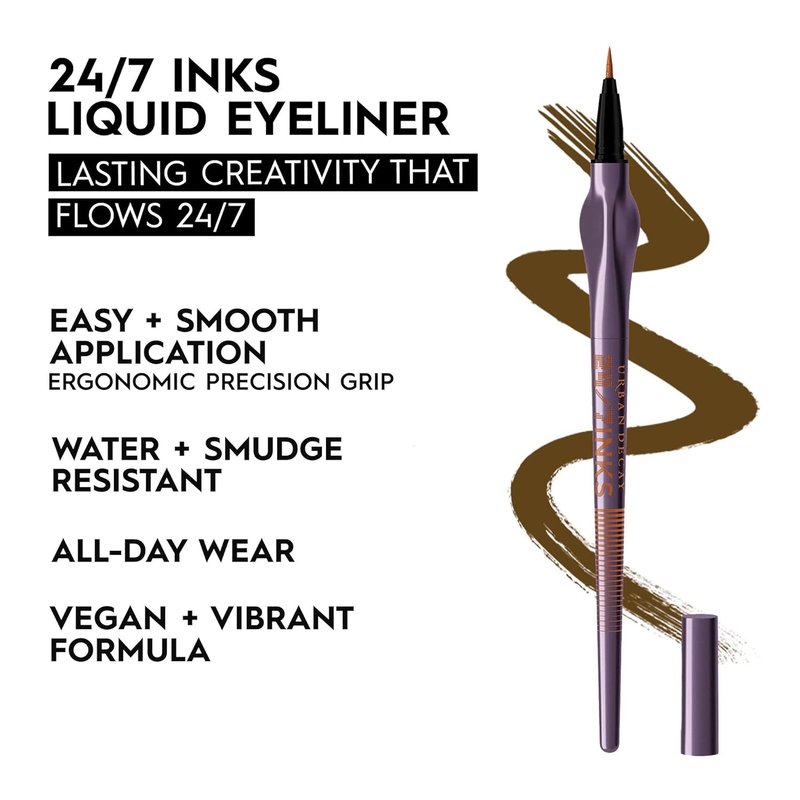 Urban Decay 24/7 Inks Liquid Eyeliner Pen - Water-Resistant, Smudge-Proof, Fine Tip Graphic Liner | Bold Matte & Shimmer Colors - 0.01 fl oz