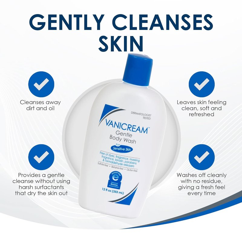 Vanicream Gentle Body Wash - Sensitive Skin Formula | 12 fl oz - No Common Irritants
