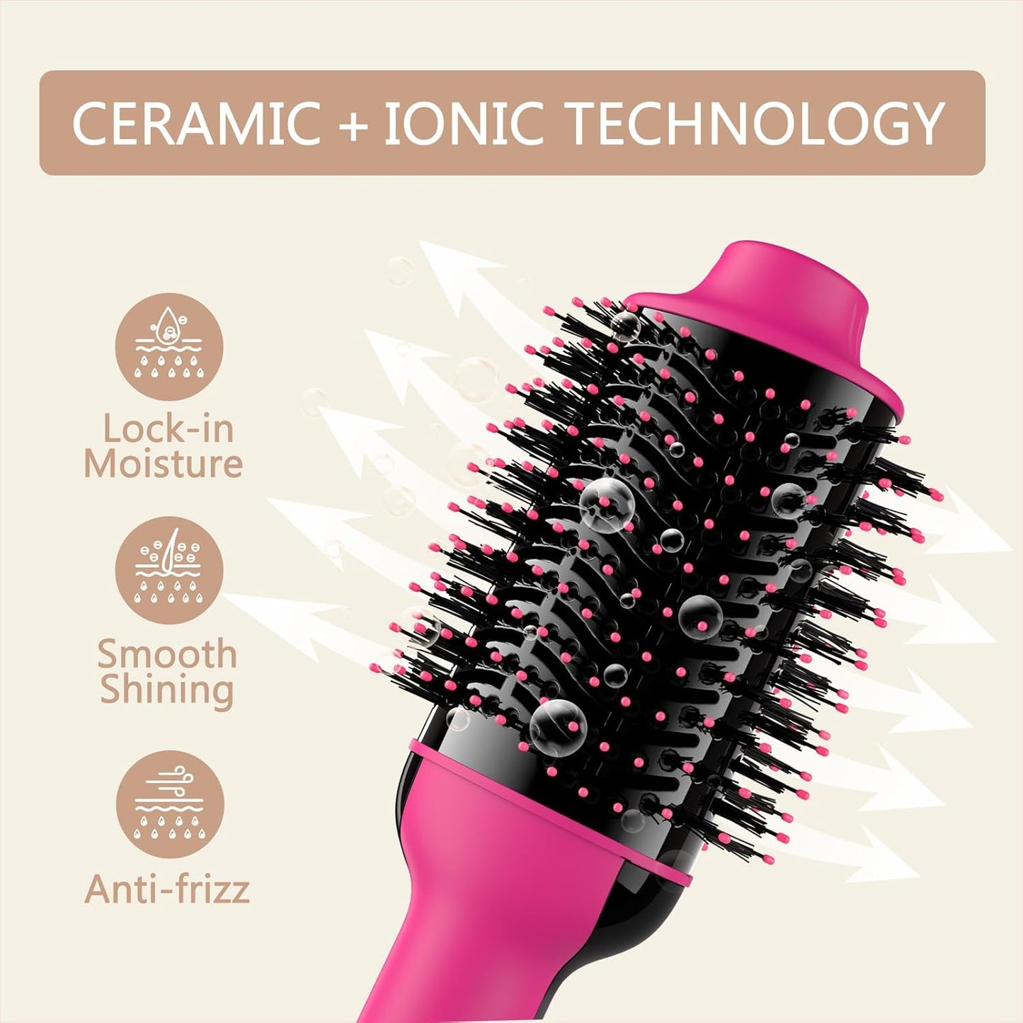 Umeely Hair Dryer Brush - 4-in-1 Volumizer & Straightener with Negative Ion Technology | Anti-Frizz Ceramic Barrel