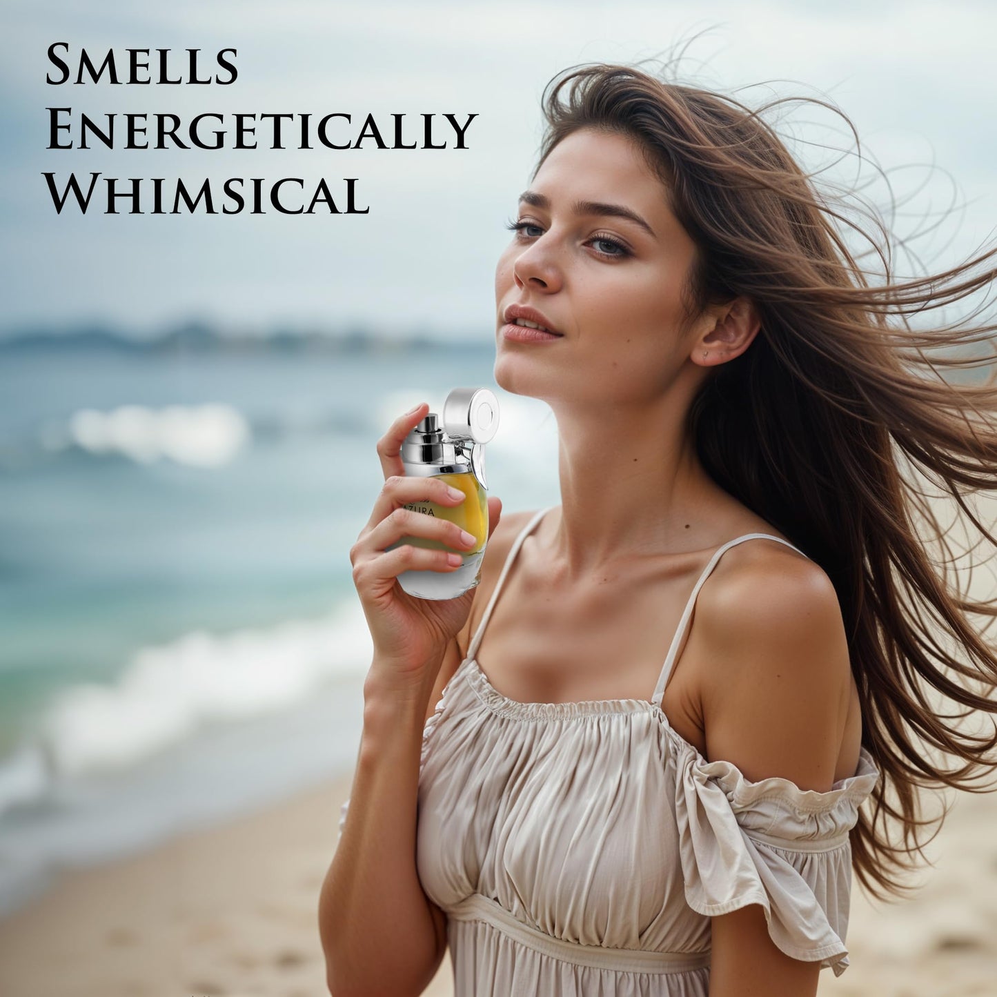 Miss Azura - Top Notes of Ginger Flower, Orange Blossom, Pink Pepper & Pomegranate - Middle Scent of Dulce de Leche & Datura - Base of Tonka Bean, Patchouli & Haitian Vetiver - Elegant 100ml Bottle