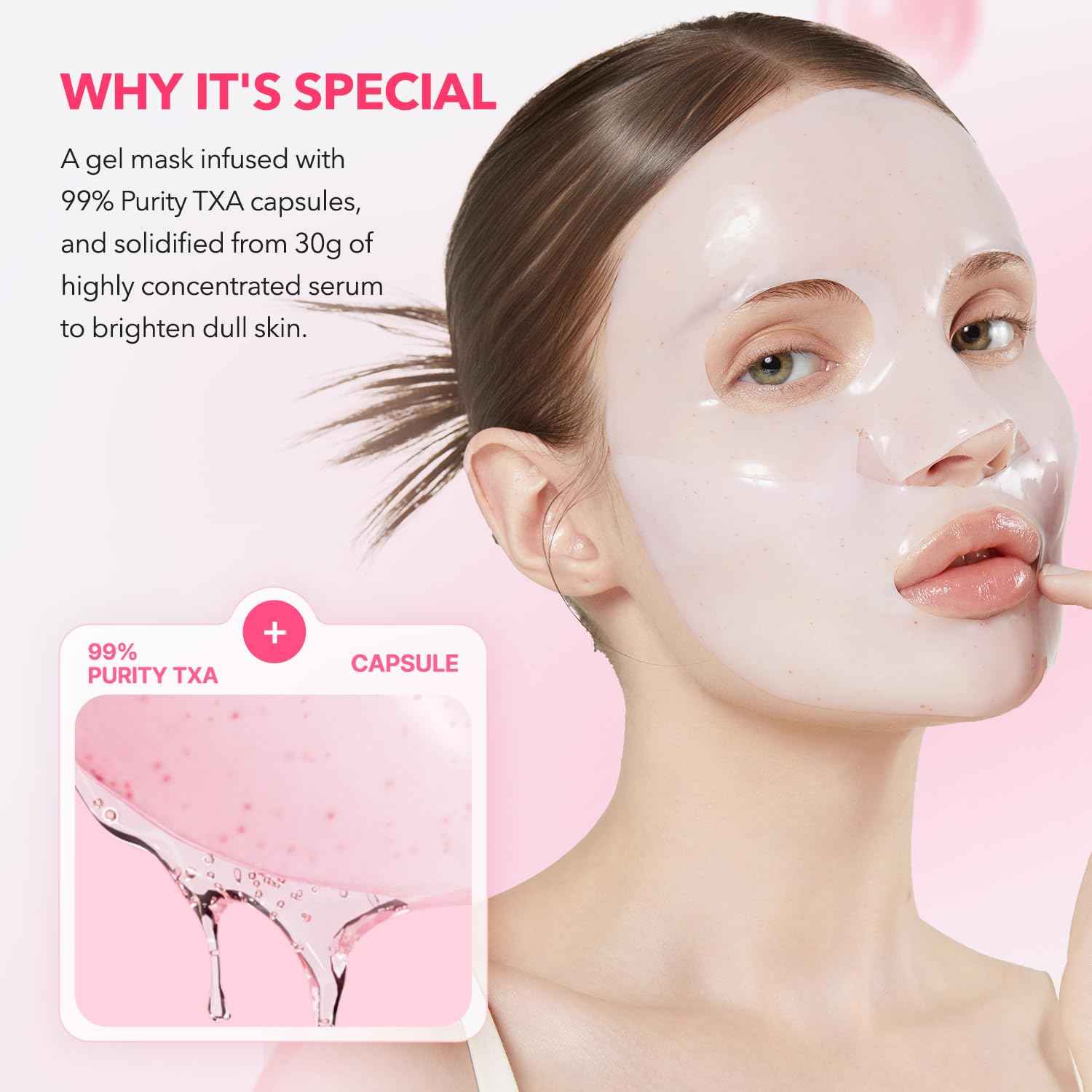 APRILSKIN TXA Pink Capsule Gel Mask | Overnight Face Mask for Glass Glow Skin I 99% High-Purity Tranexamic Acid 3 for uneven skin tone I Elasticity, Hydrating and Firming I Korean Skincare I 30g x 4ea