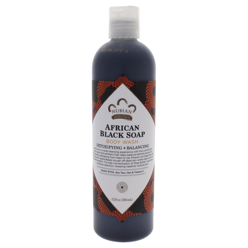 Nubian Heritage Body Wash, African Blk Soap, Tea Tree Oil Oats & Aloe, 13 Fl Oz pack of 2