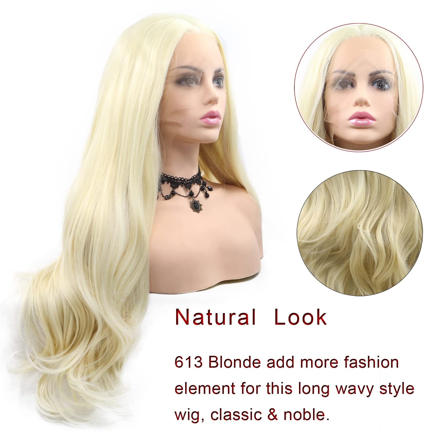 AFBeauty 613 Blonde Wig Realistic Glueless Lace Front Wig Long Wavy Wigs for White Women 613 Hd Lace Frontal Wig Natural Hairline Synthetic Heat Resistant Fiber Hair Daily Cosplay 24Inch Real Hair