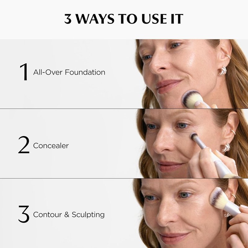 IT Cosmetics CC+ Cream SPF 50+ - Full Coverage Foundation with Natural Finish | Light Cool 1.08 fl oz & Concealer Brush #7 for Blending