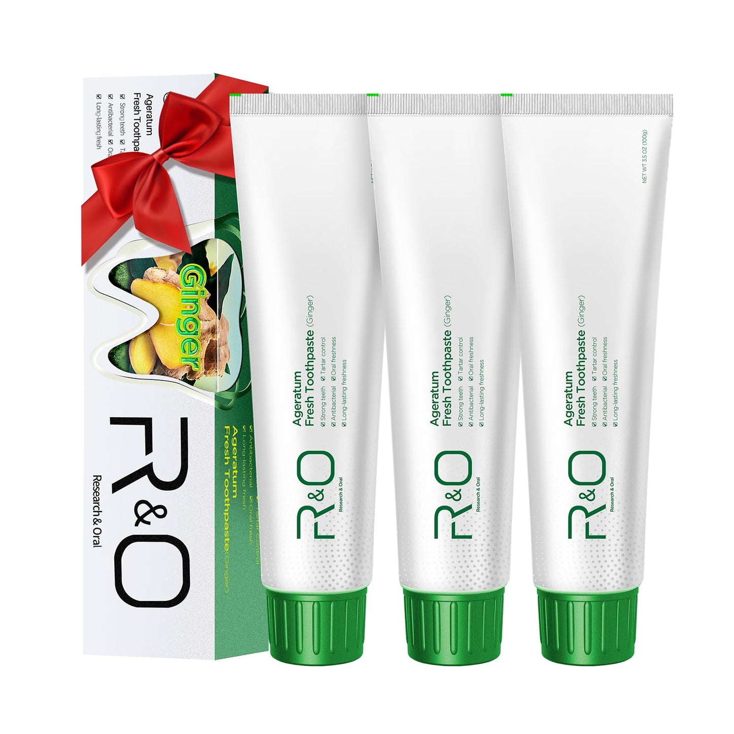 R&O Ginger Mint Fresh Toothpaste, 3.53 oz - A Miracle for Oral Hygiene, Maintains Fresh Breath, Relieves Oral Discomfort, Removes Dental Plaque (3)