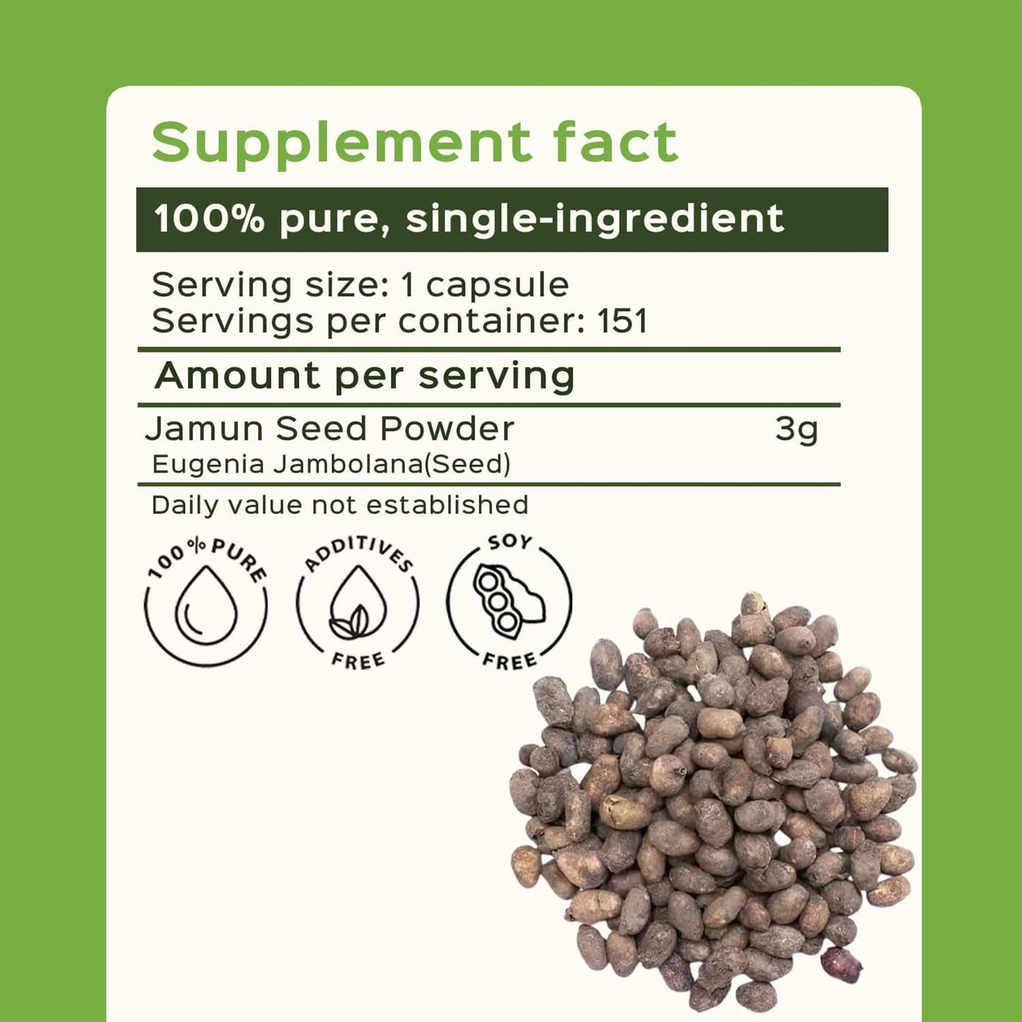 bixa BOTANICAL Jamun Seed Powder | Eugenia Jambolana |1 Pound / 16 OZ | Ayurvedic Herbal Supplement| Gluten Free, Non-GMO, Steam Treated, Vegan, 100% Pure