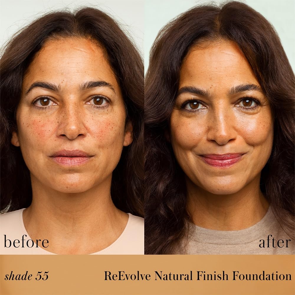 RMS Beauty ReEvolve Natural Finish Liquid Foundation - Medium Coverage Silicone-Free Skin Tint Foundation for Mature Skin - Hydrating & Firming - 1oz
