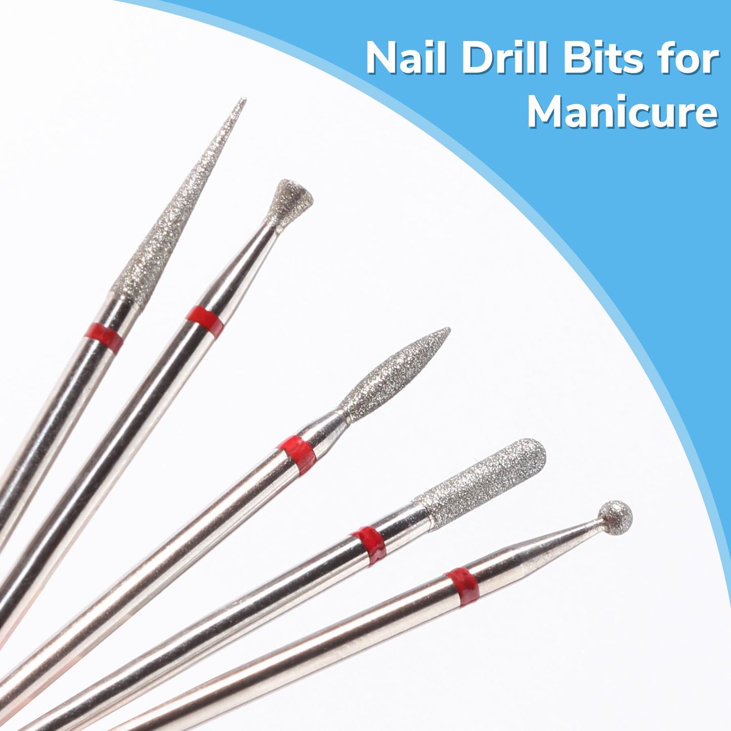 QUNZHAO 5Pcs Diamond Nail Drill Bits sets,3/32'' Professional Drill Machine Accessories Remove Nail Art Design Manicure (Pink 01set)