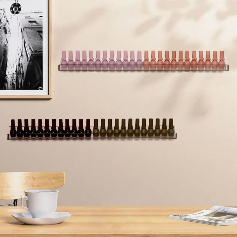 Justsoso 6Pcs/Set 24 Inch Nail Polish Rack Wall Mounted, Lipstick Essential Oil Bottle Clear Holder Organizer, Big Display Stand Wall Shelf for Bottle Cup Make-ups