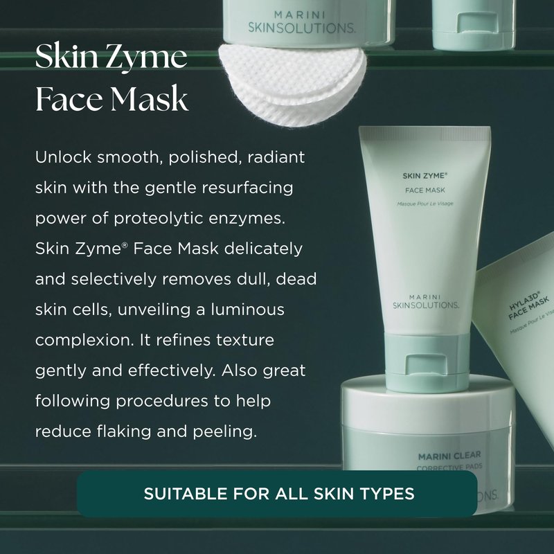 Marini SkinSolutions Skin Zyme - Face Mask with Proteolytic Papaya Enzymes - Gently Removes Dead Skin Cells for a Smooth, Radiant Complexion - All Skin Types - Cruelty Free - Made in the USA - 1 oz
