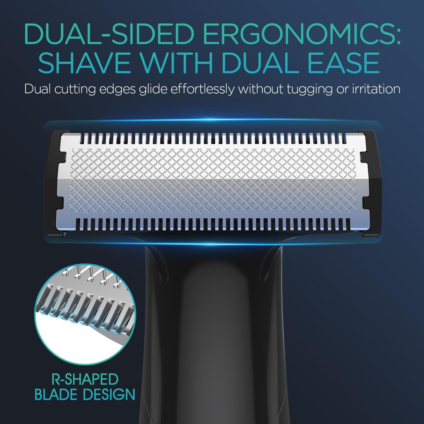 Beard Trimmer for Men - Cordless Electric Razor with Adjustable Length Combs | All-in-1 Grooming Kit (Blue)